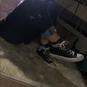 black and white high top converse